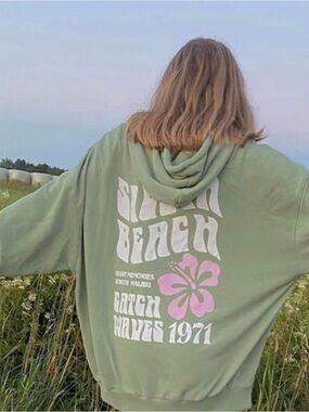 Green Graphic Beach Hoodie